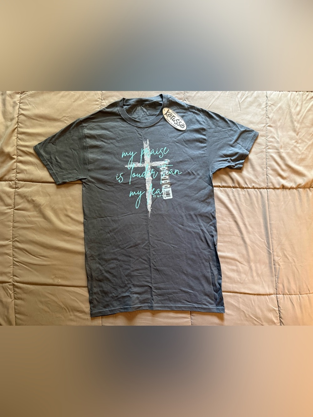 Christian Graphic Tee Shirt MY FAITH IS LOUDER THAN MY FEAR,  small NEW with tag